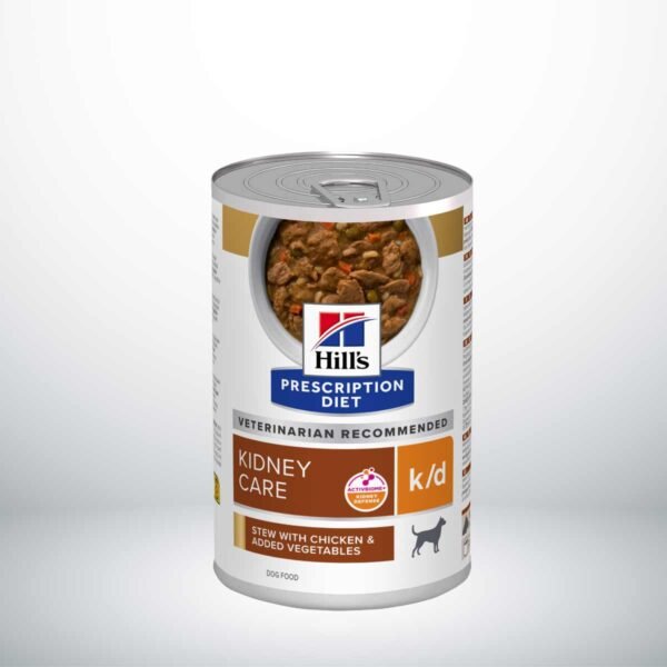Hill's Prescription Diet k/d Cuidado Renal estofado para perros con pollo y verduras añadidas - Latas de 354g