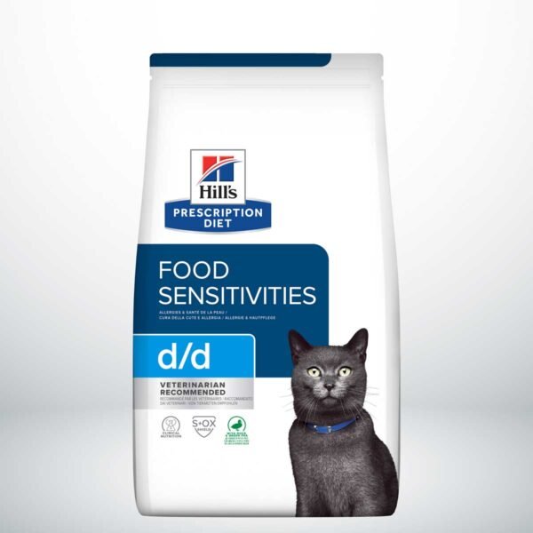 605846-Hill's Prescription Diet d/d Sensibilidades Alimentarias alimento seco para gatos con pato y guisantes verdes - Envase de 1,5kg