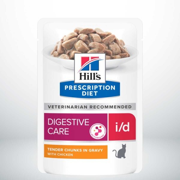 606404-Hill's Prescription Diet i/d Cuidado Digestivo alimento húmedo para gatos con pollo - Bolsitas de 85g x 12 unidades