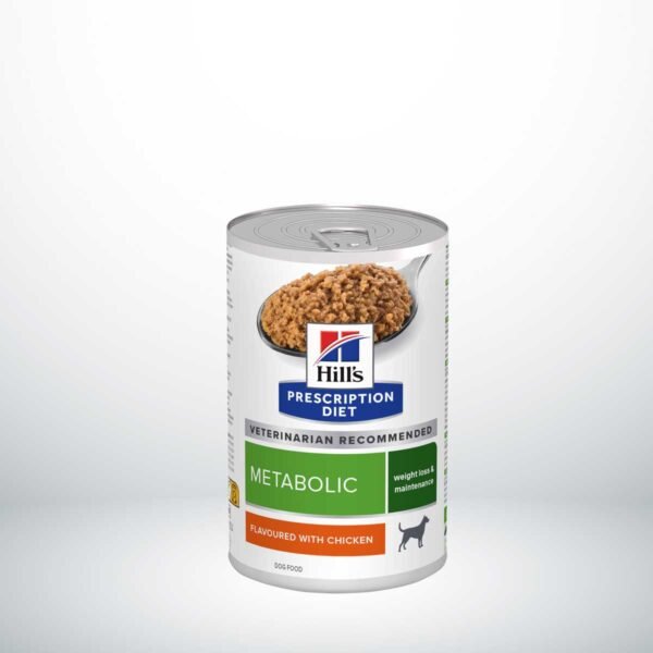 607219- Hill's Prescription Diet Metabolic Control de Peso alimento húmedo para perros con pollo - Latas de 370g x 12 unidades