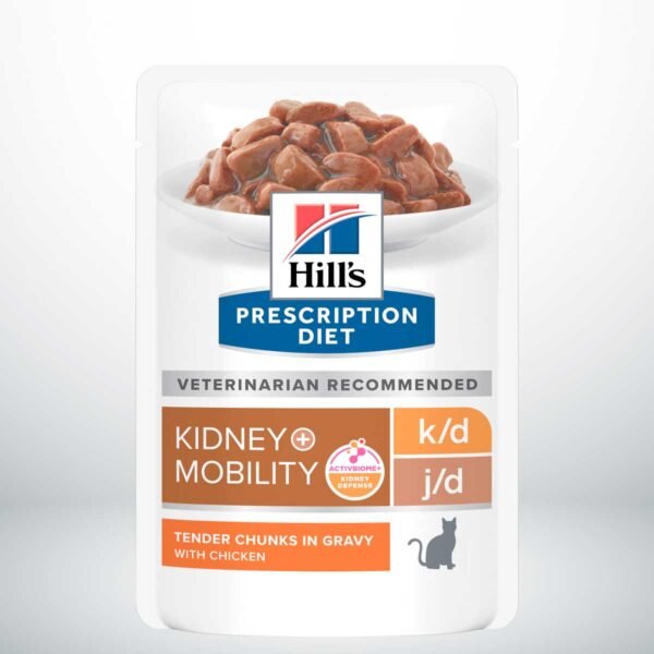 607554-Hill's Prescription Diet k/d + Mobility alimento para gatos con pollo - Bolsitas de 85g x 12 unidades