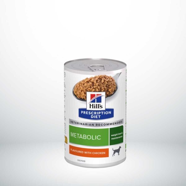 608140- Hill's Prescription Diet Metabolic Control de Peso alimento húmedo para perros con pollo - Latas de 200g x 12 unidades