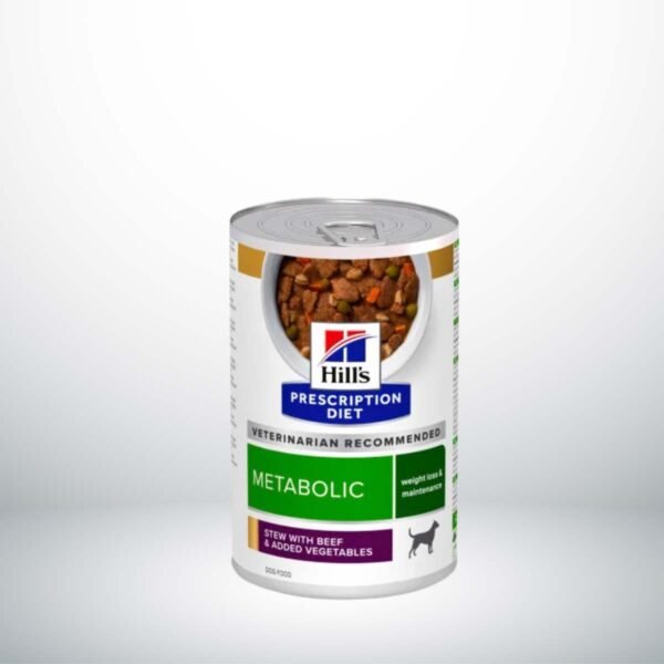 Hill's Diet Metabolic estofado comida húmeda para perros pollo con verduras | Control de peso. Latas 354g x 12